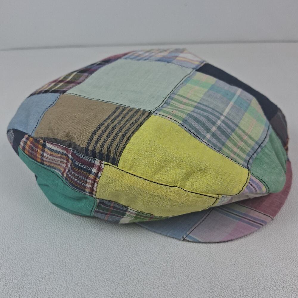 Vtg 70s 80s Kangol Madras Patchwork Flat Cap Hat Large Union Made USA Ivy Cabbie
